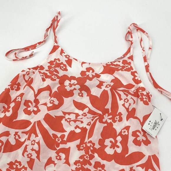 Billabong Dresses & Skirts - Billabong Womens Medium Orange White Floral Tropical Tie Strap Sun Dress NEW